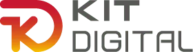 Logotipo del programa Kit Digital con las letras K y D en un diseño moderno y degradado en tonos rojo y naranja